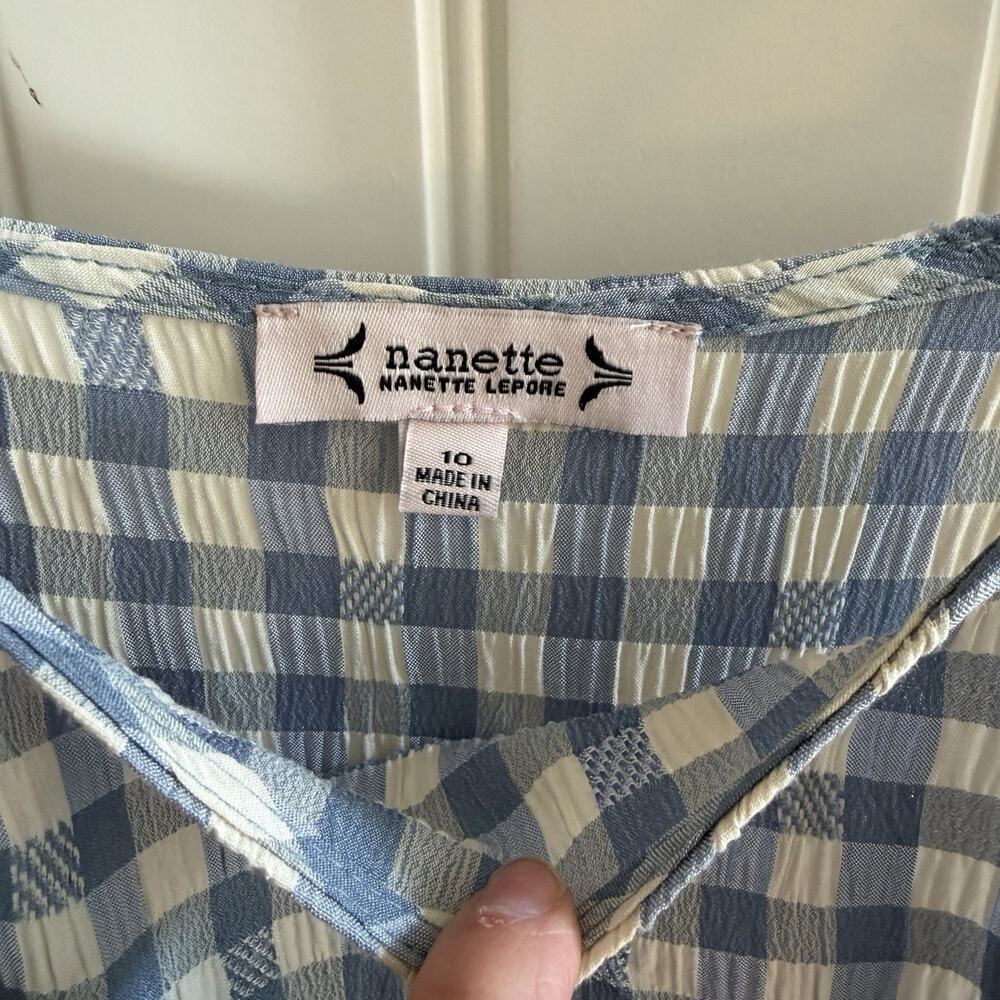 Vintage Nanette Lepore Blue Gingham Ruffle Maxi Dress Women’s Size 10 - Picture 4 of 11